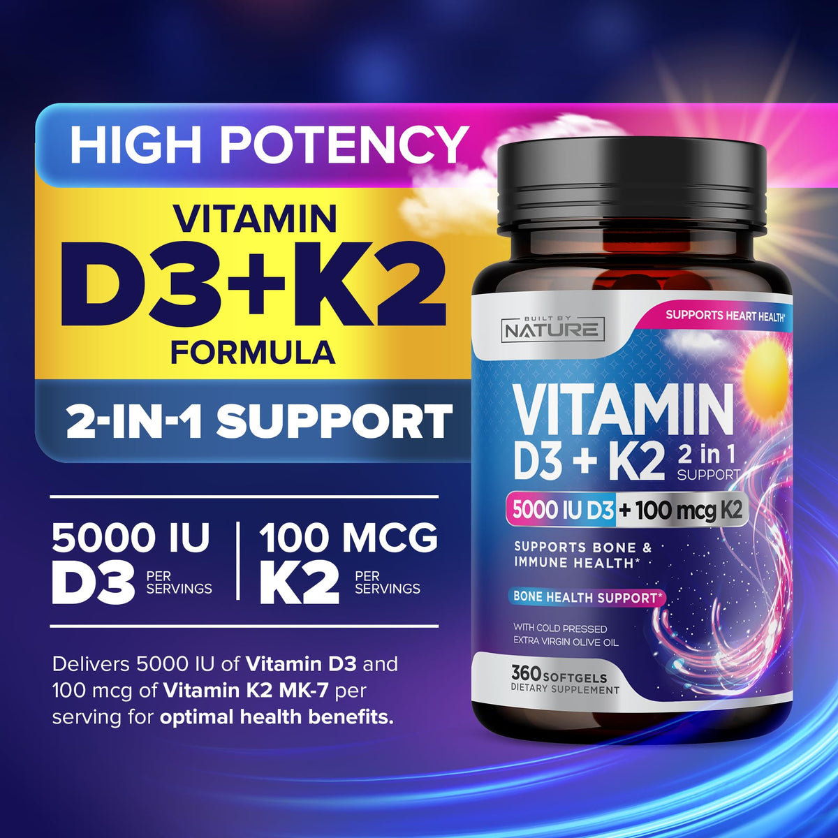 Détail de l'étiquette du complément Vitamine D3 K2