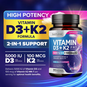 Détail de l'étiquette du complément Vitamine D3 K2