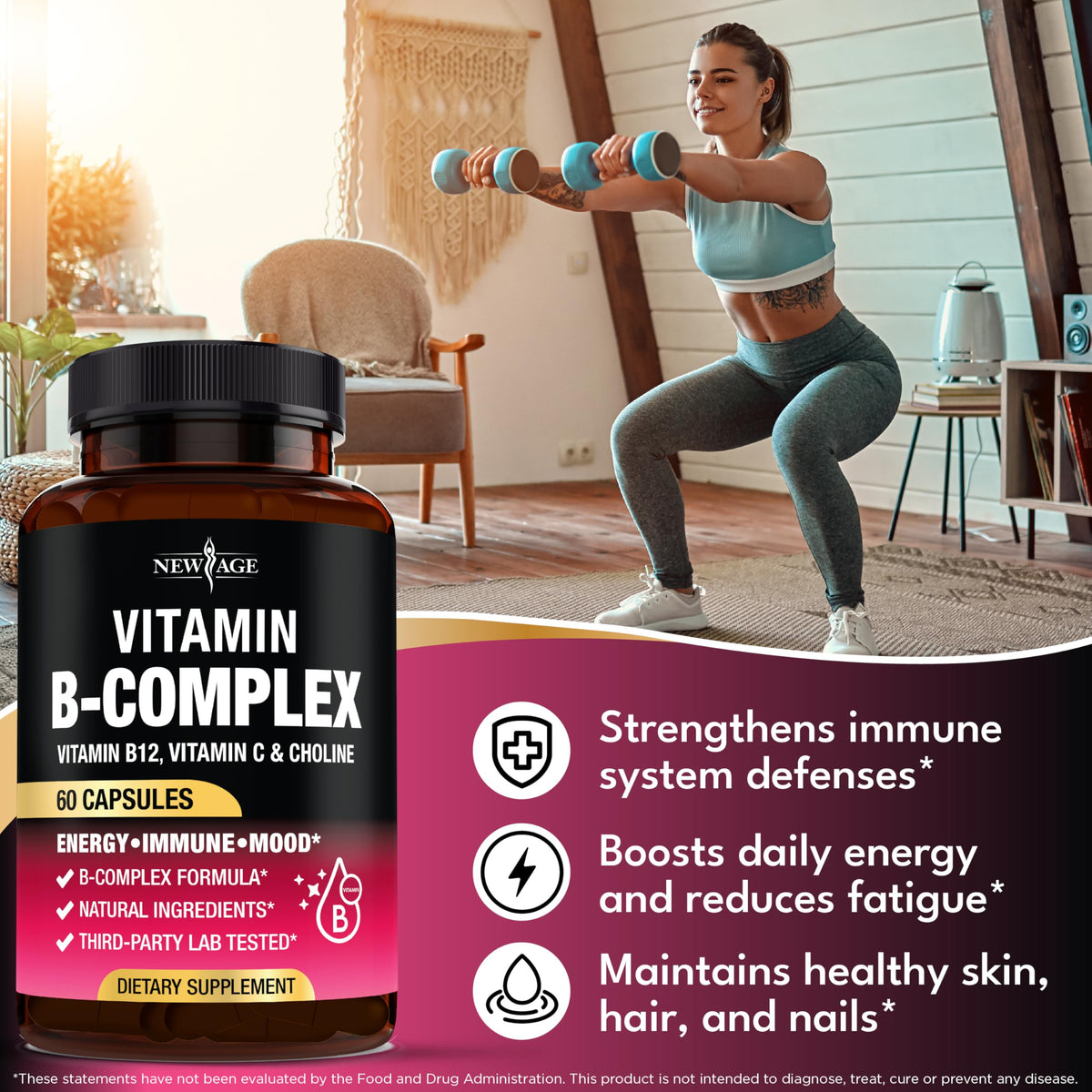Détail de l'étiquette du complexe de vitamines B NEW AGE