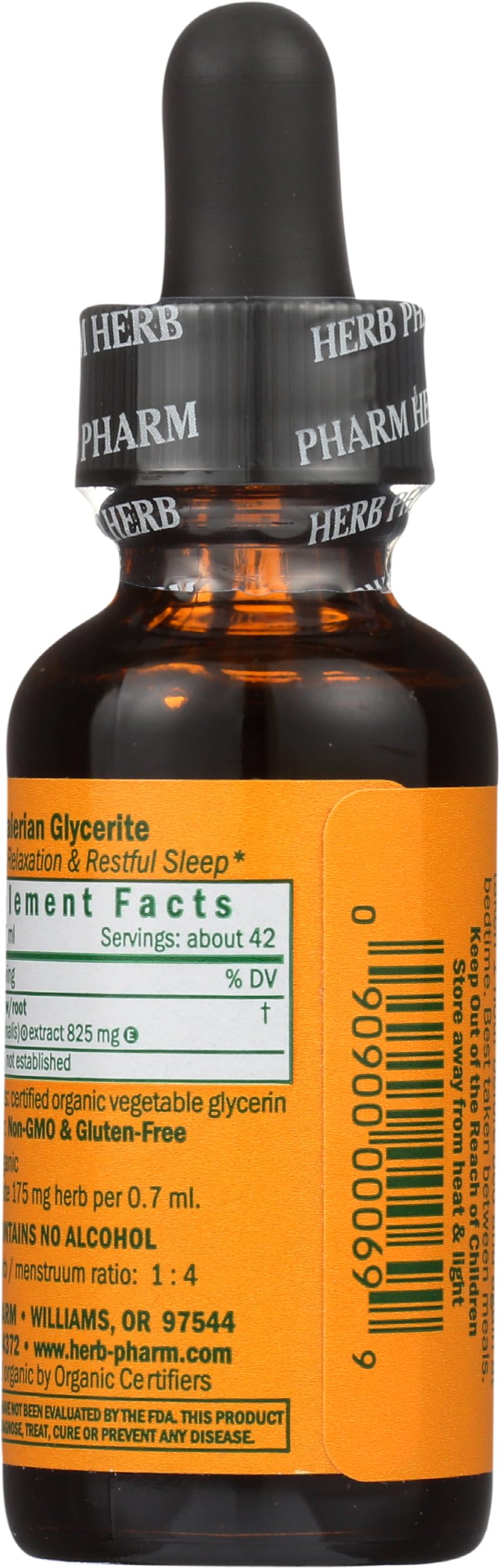 Détail de l'étiquette du flacon d'extrait de valériane Herb Pharm