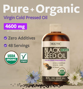 Détail de l'étiquette du flacon d'huile de cumin noir