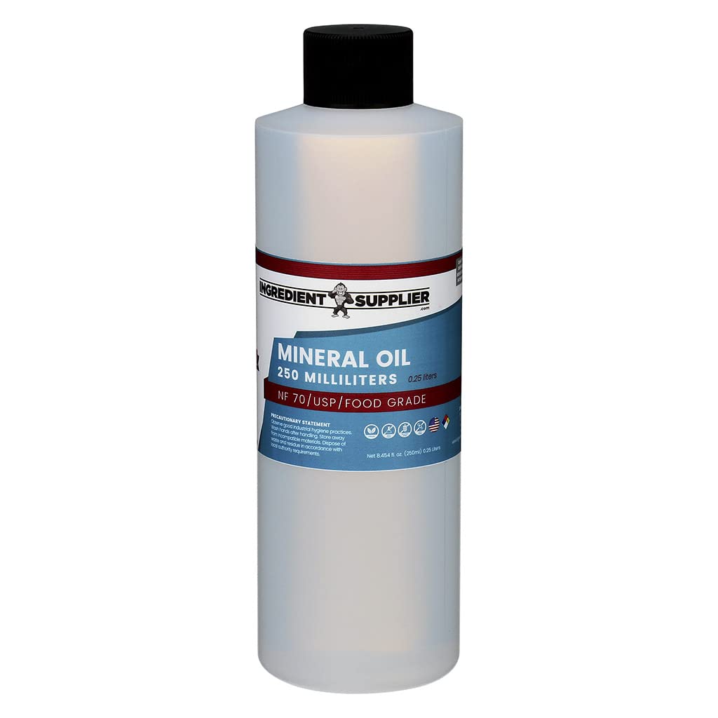 Détail de l'étiquette du flacon d'huile minérale Glycerin Supplier