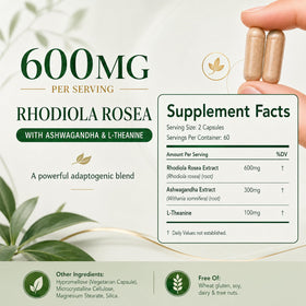Détail de l'étiquette du flacon d'OVEXLIO Rhodiola Rosea