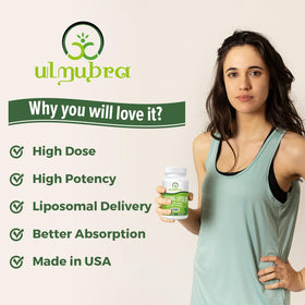 Détail de l'étiquette du flacon d'Ulmubra Luteolin Liposomal