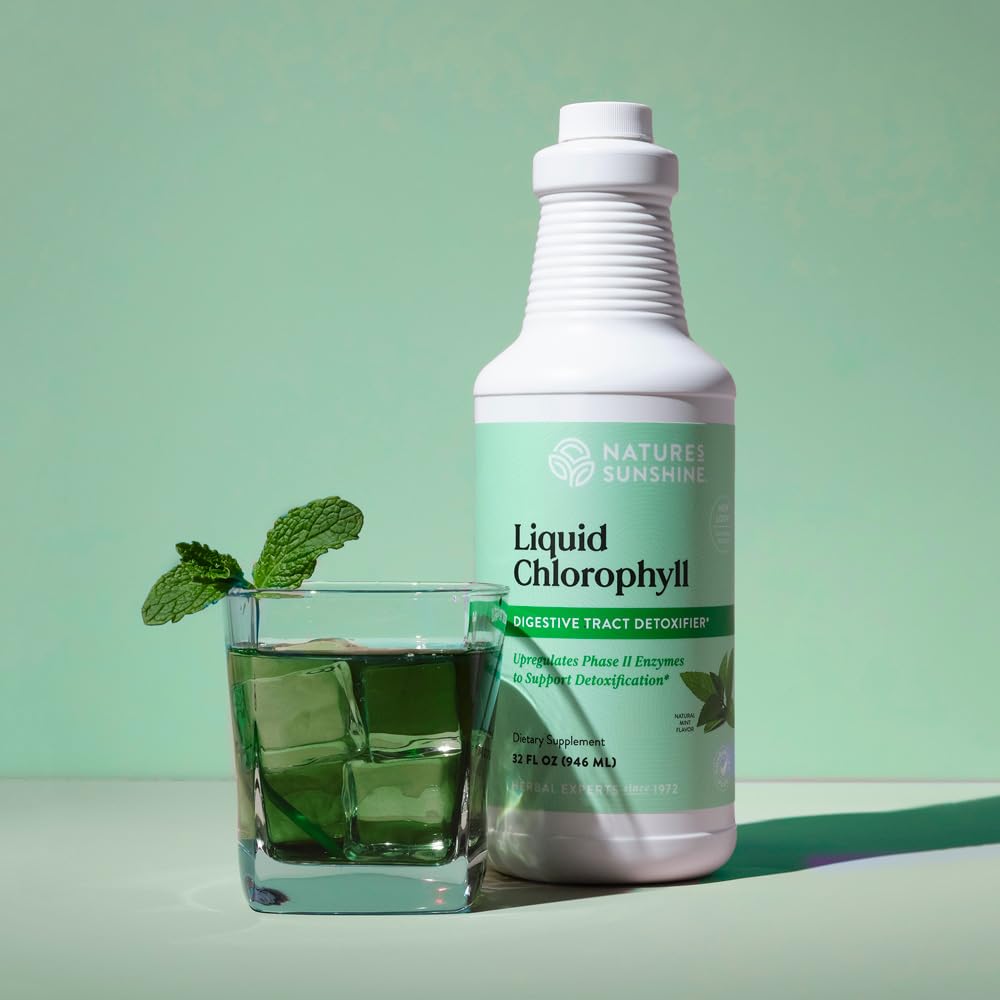 Détail de l'étiquette du flacon de chlorophylle liquide Nature's Sunshine