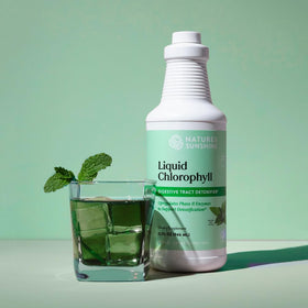 Détail de l'étiquette du flacon de chlorophylle liquide Nature's Sunshine