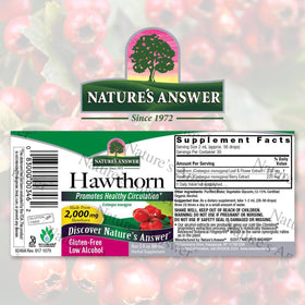 Détail de l'étiquette du flacon de Nature's Answer Extrait de Hawthorn