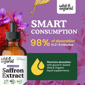 Détail de l'étiquette du flacon de safran Wild & Organic