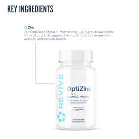 Détail de l'étiquette du flacon Revive Zinc 50mg
