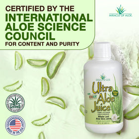 Détail de l'étiquette du jus d'aloe vera entier Miracle of Aloe