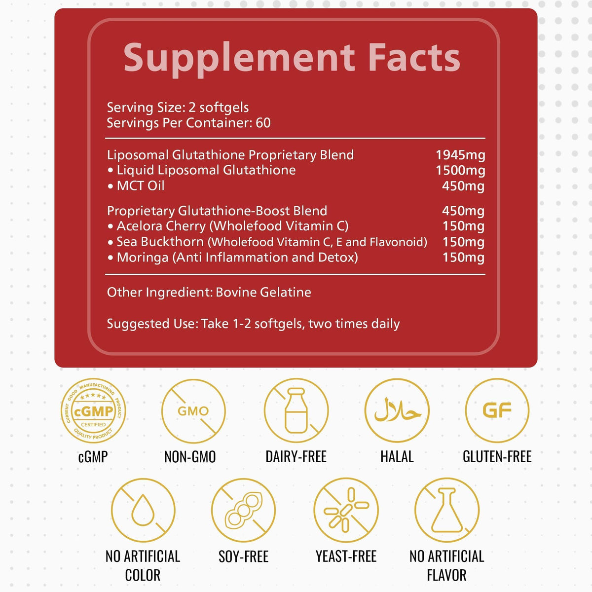 Détail de l'étiquette du KEN Glutathion avec vitamines C et E