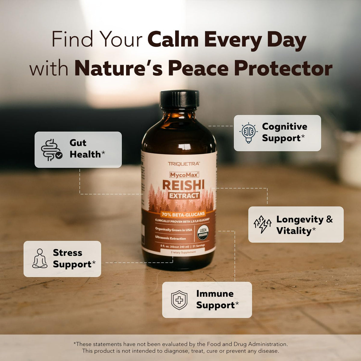 Détail de l'étiquette du produit Triquetra Health Reishi bio