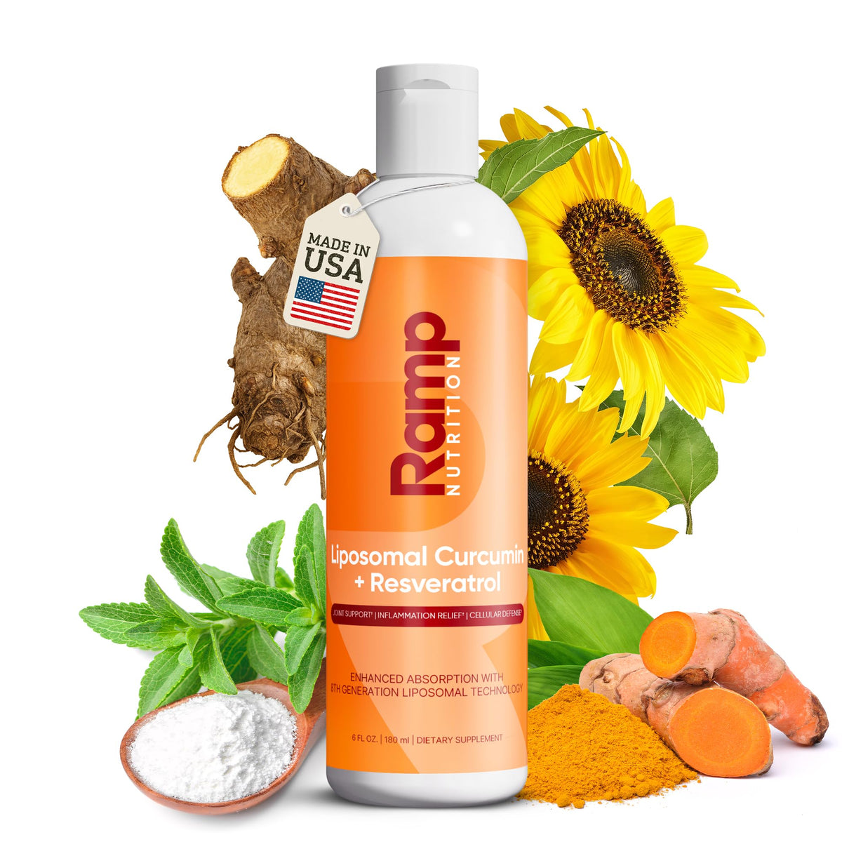 Détail de l'étiquette du Ramp Nutrition Curcuma Liposomal