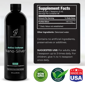 Détail de l'étiquette du SilverCeuticals Argent Colloïdal 32ppm