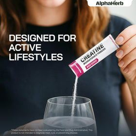 Détail de l'étiquette du stick de créatine AlphaHerb