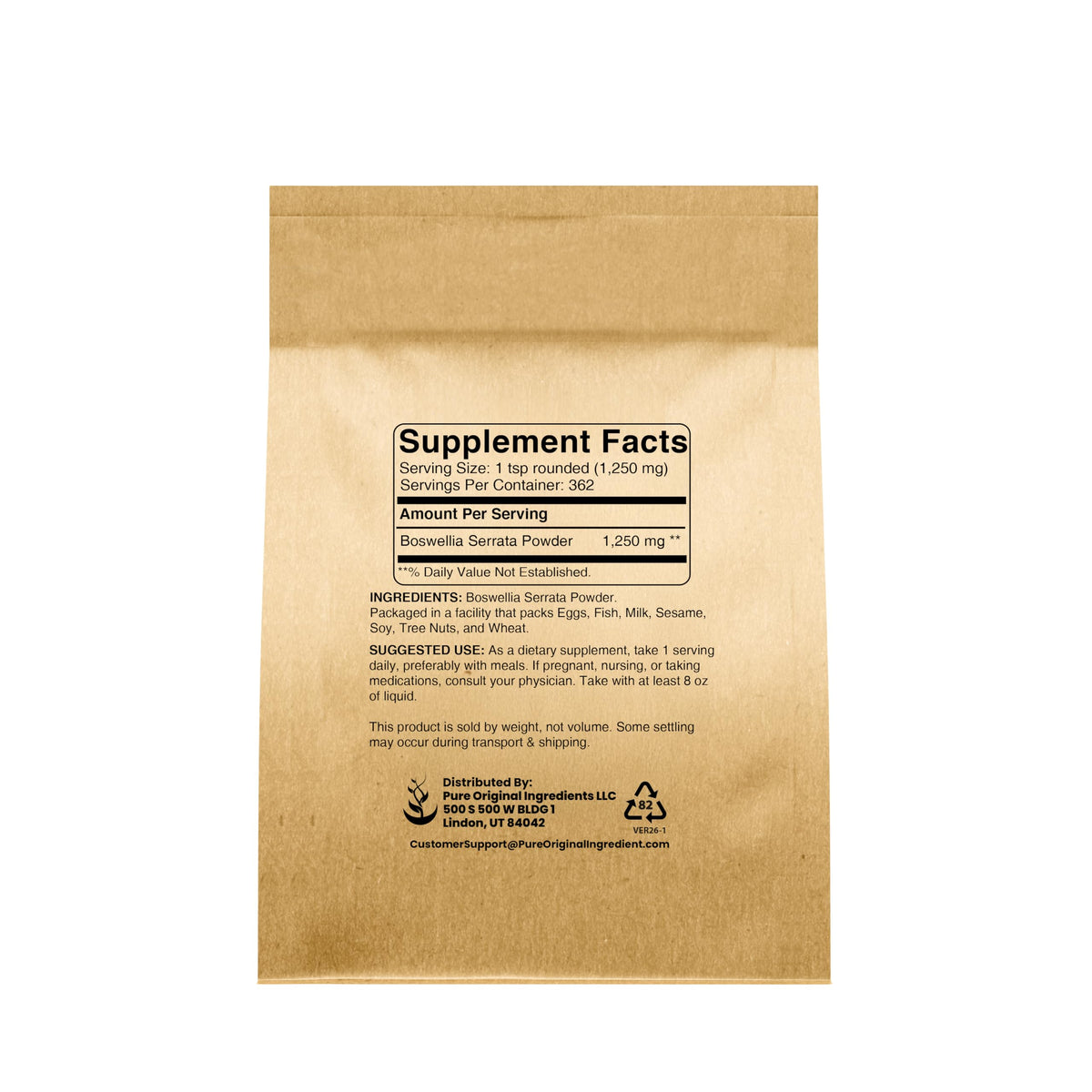 Détail de l'extrait de Boswellia Serrata en poudre PURE ORIGINAL INGREDIENTS