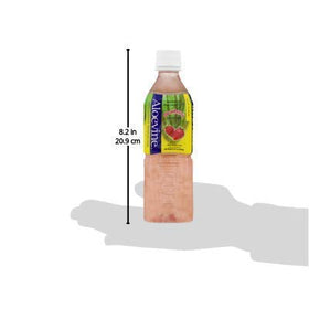 Détail de la Boisson Aloevine Aloe Vera Fraise avec gel d'aloe à l'intérieur