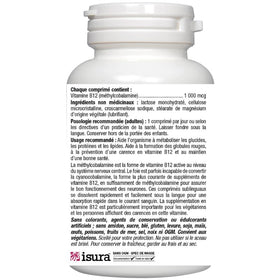 Détail de la boîte des pastilles B12 Methylcobalamin de Bioclinic Naturals