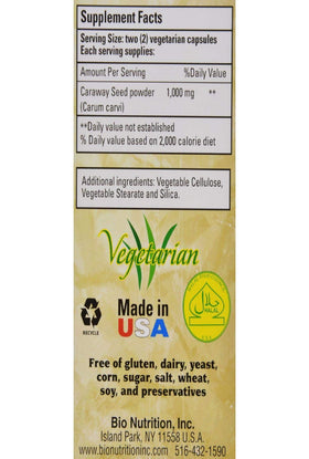Détail de la bouteille Bio Nutrition Carvi avec 60 capsules
