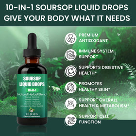 Détail de la bouteille d'extrait Soursop avec étiquette visible