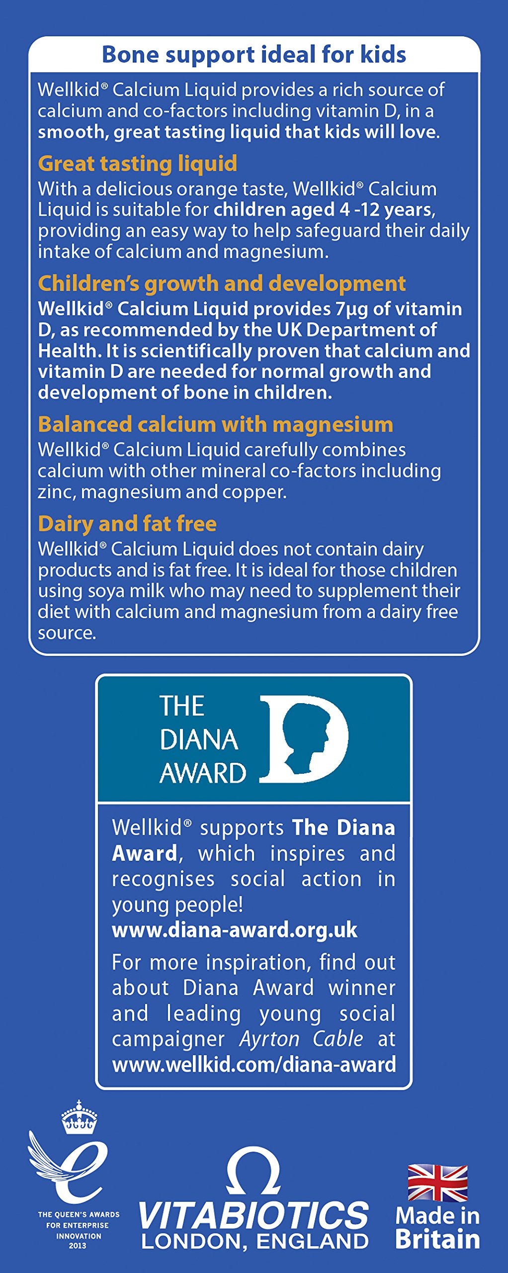 Détail de la bouteille de Calcium Liquide Wellkid 150ml