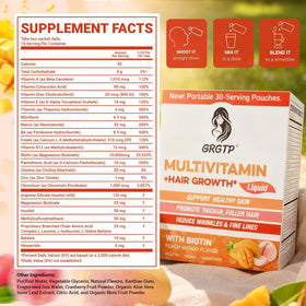 Détail de la bouteille de multivitamines liquides GRGTP montrant le bouchon