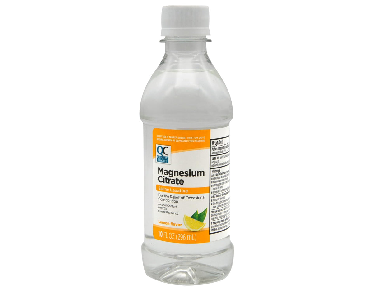 Détail de la bouteille de Quality Choice Citrate de Magnésium, étiquette et bouchon