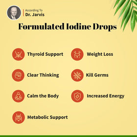 Détail de la bouteille de solution d'iode J. CROW'S