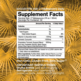 Détail de la bouteille de Tropical Oasis Curcuma Liquide 1650mg