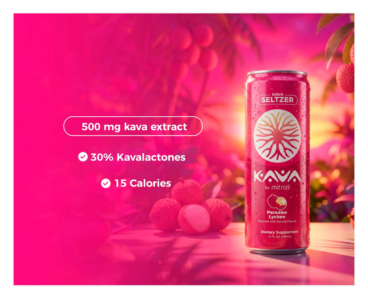 Détail de la canette de Mitra9 avec extrait de racine de kava