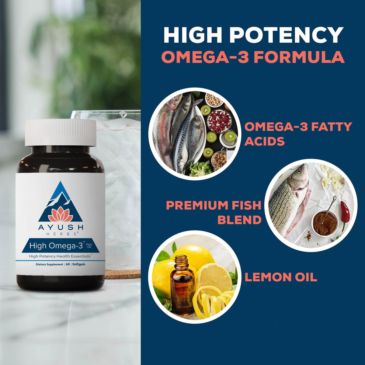 Détail de la capsule Ayush Herbs Omega 3