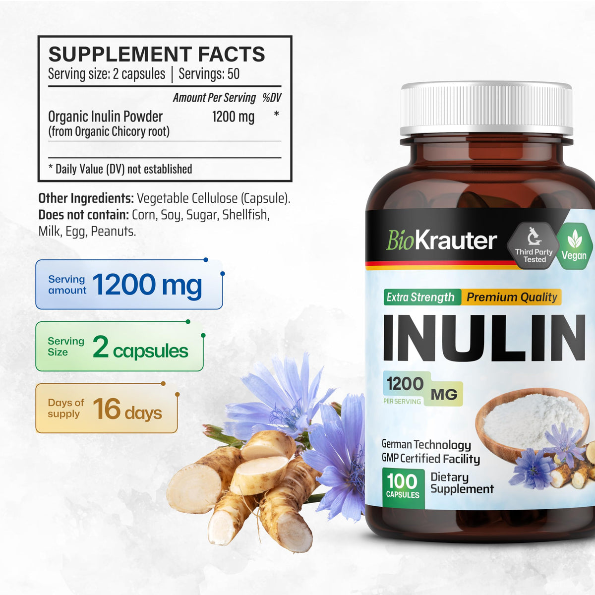 Détail de la capsule de BIO KRAUTER Poudre d'Inuline