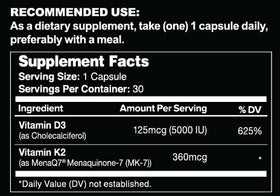 Détail de la capsule de vitamine D3 K2 de Leviathan Nutrition