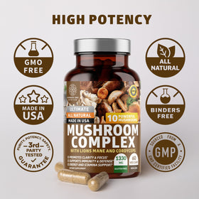 Détail de la capsule du Complexe de Champignons Premium Number One Nutrition