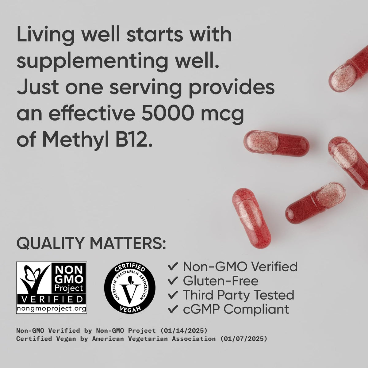 Détail de la capsule liquide de Vitamine B12 Methylcobalamine Sports Research