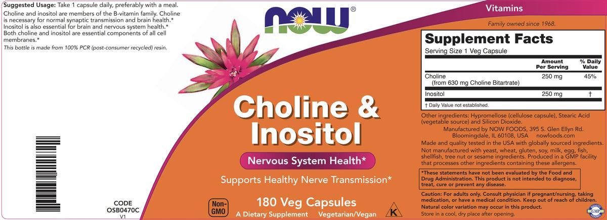 Détail de la capsule NOW Choline & Inositol