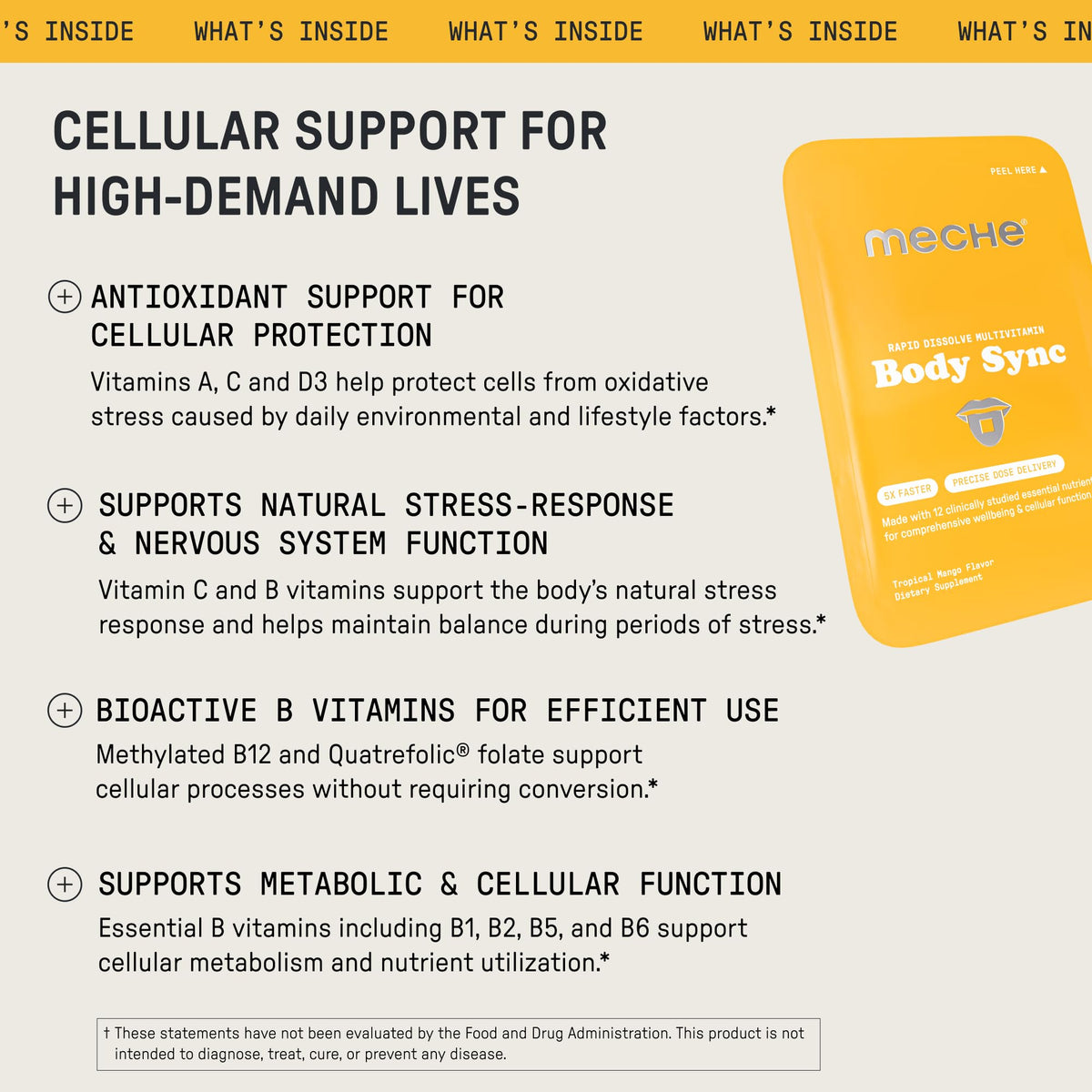Détail de la composition des bandes Meche Body Sync™