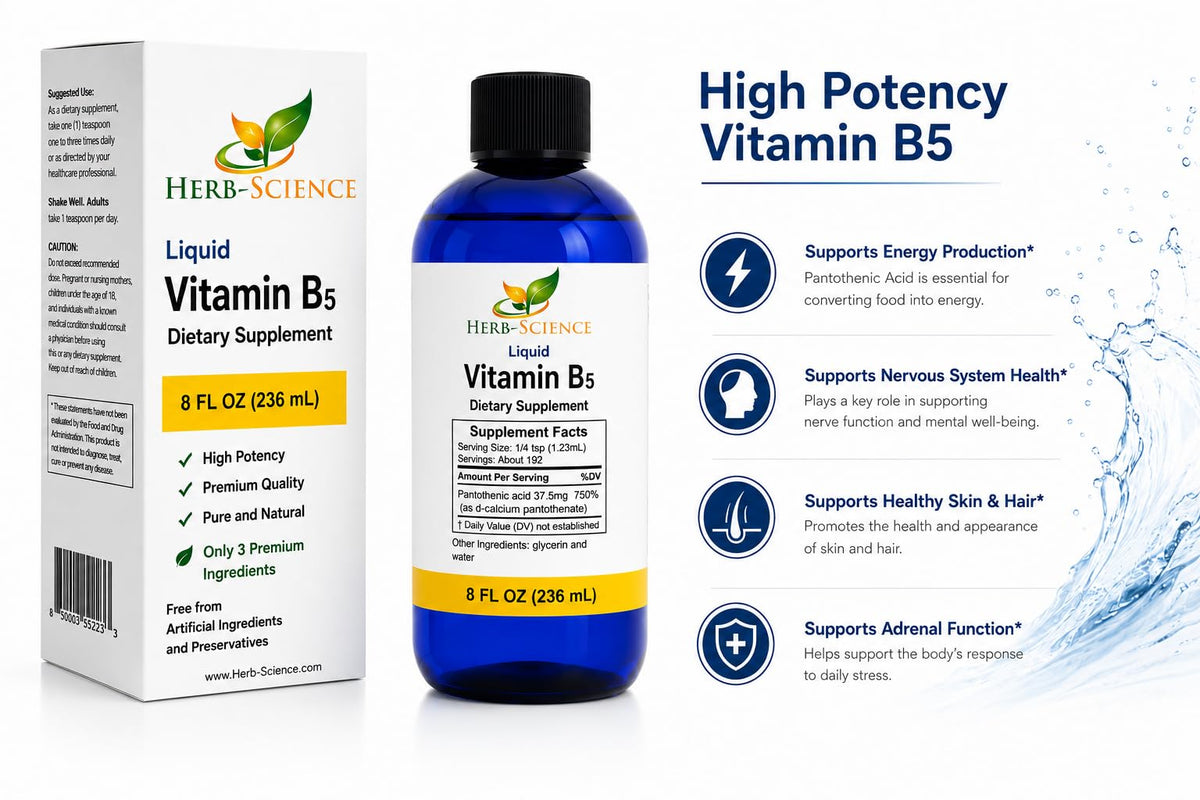 Détail de la cuillère à mesurer pour vitamine B5 Herb-Science