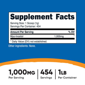 Détail de la cuillère incluse avec poudre d'inositol Nutricost