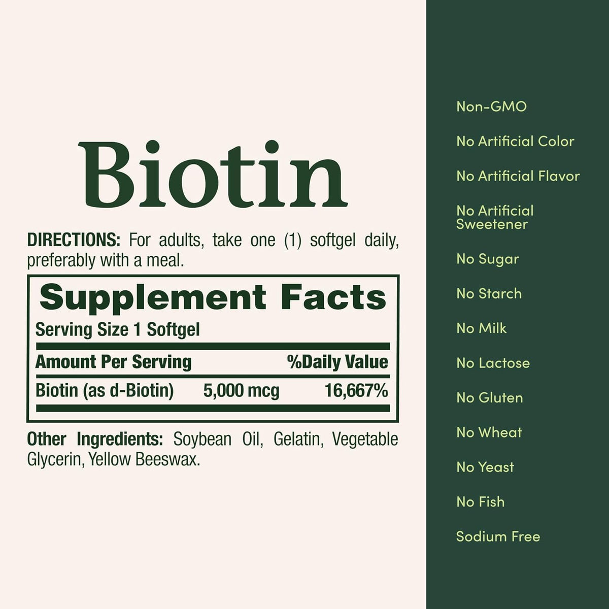 Détail de la gélule molle de biotine Nature's Bounty
