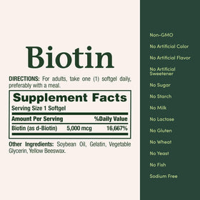 Détail de la gélule molle de biotine Nature's Bounty