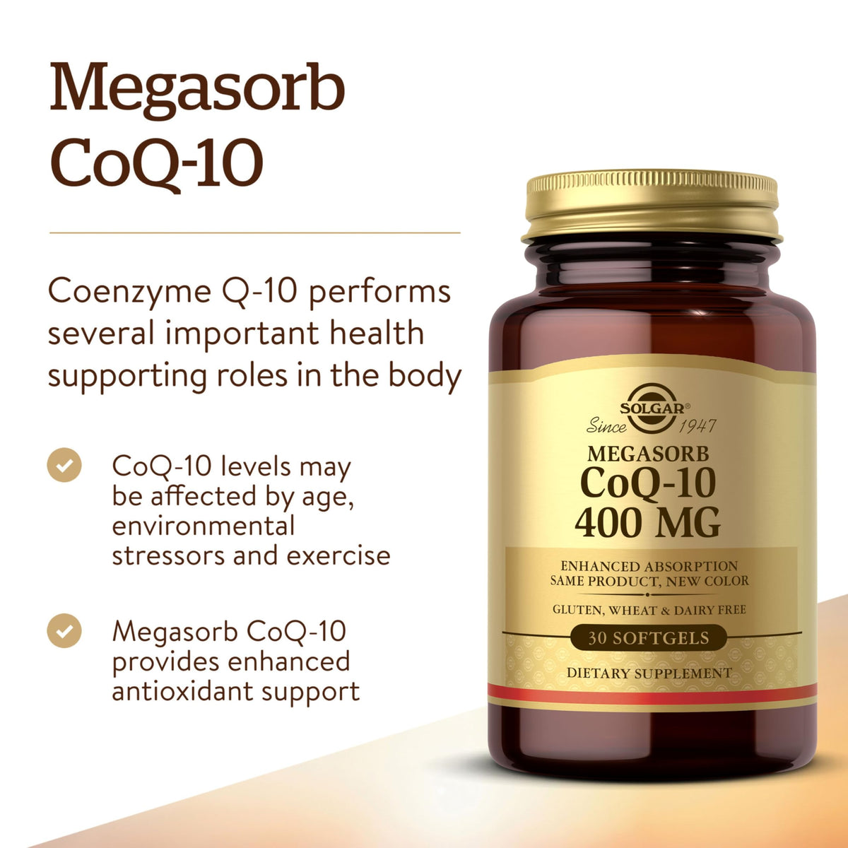 Détail de la gélule molle Solgar Megasorb CoQ-10 400 mg