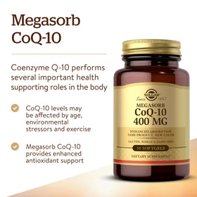 Détail de la gélule molle Solgar Megasorb CoQ-10 400 mg