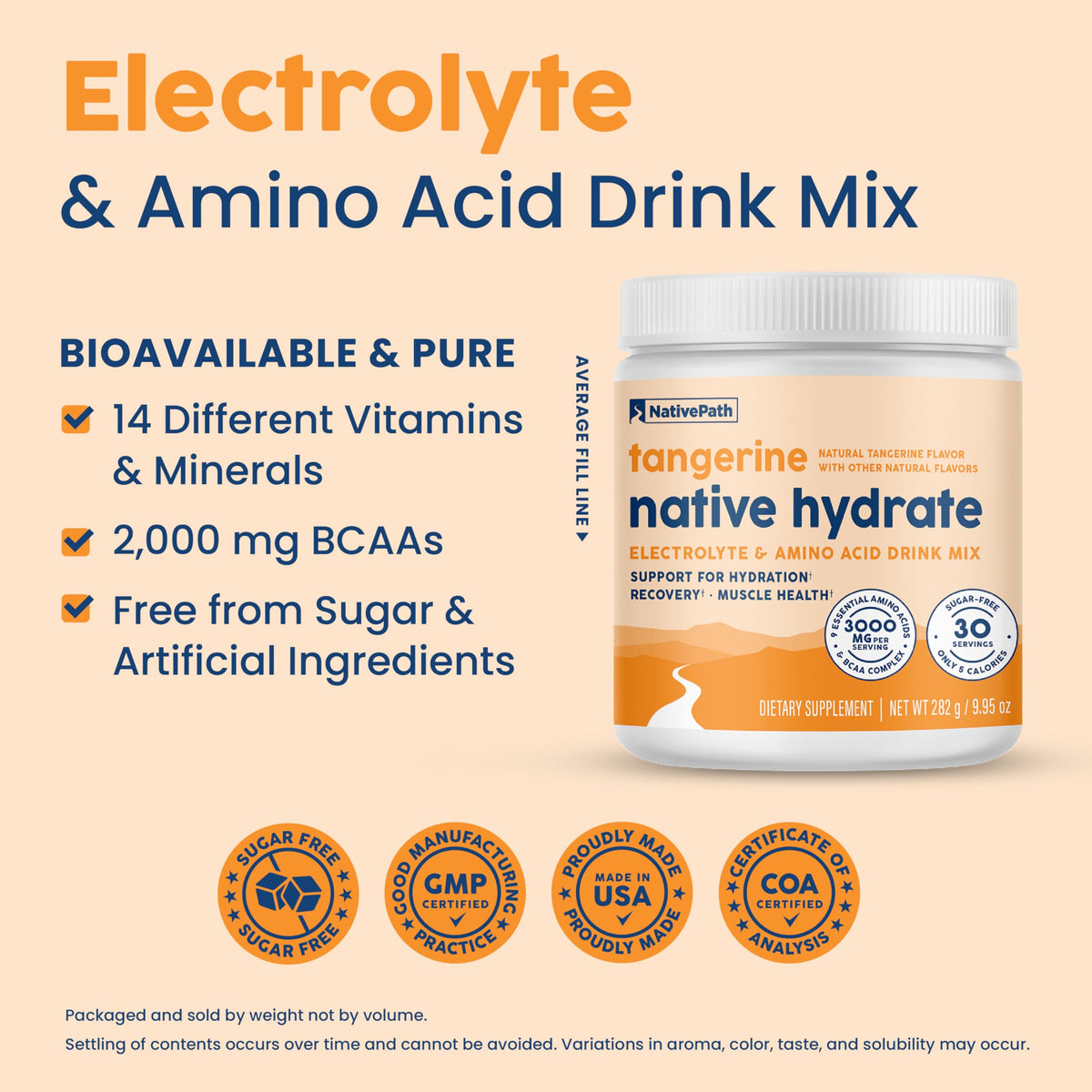 Détail de la mesure de poudre électrolyte NativePath Hydrate