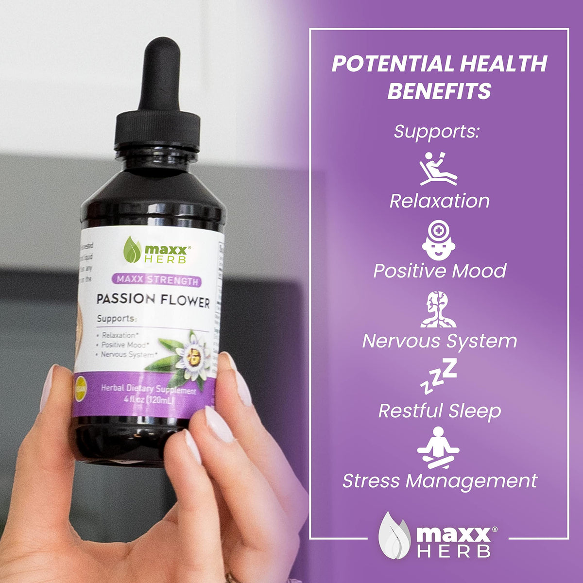 Détail de la pipette de l'extrait de fleurs de passion Maxx Herb
