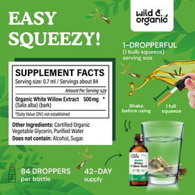 Détail de la pipette de l'extrait de saule blanc Wild & Organic
