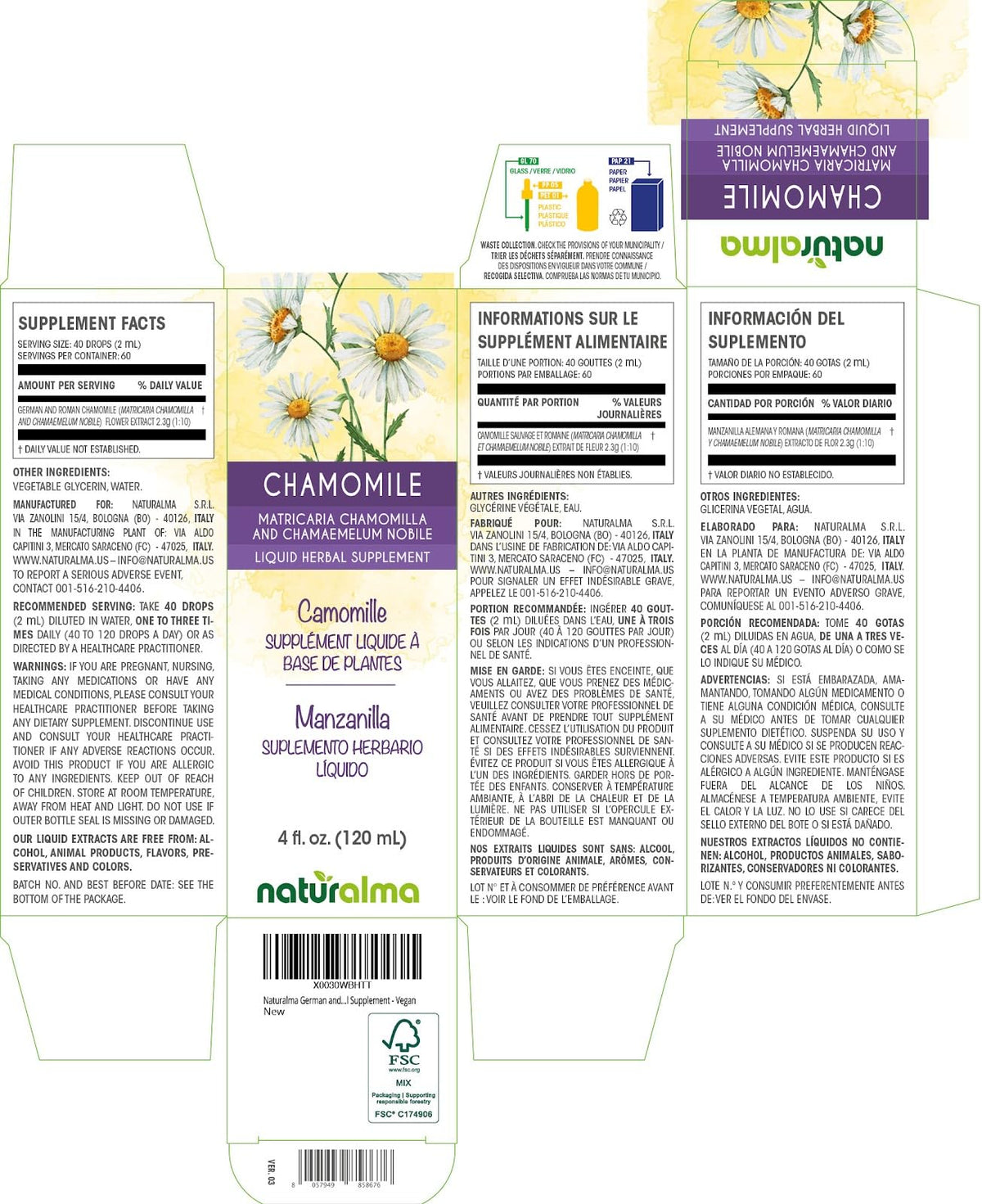 Détail de la pipette de Naturalma Tinture de Camomille