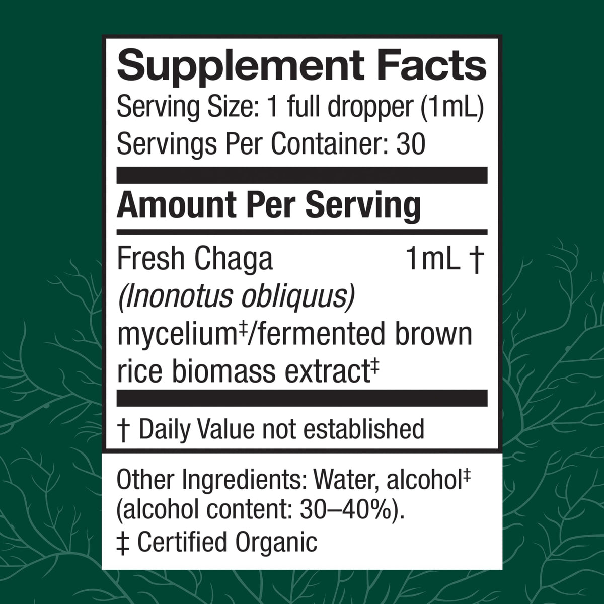 Détail de la pipette du flacon d'extrait de Chaga Host Defense