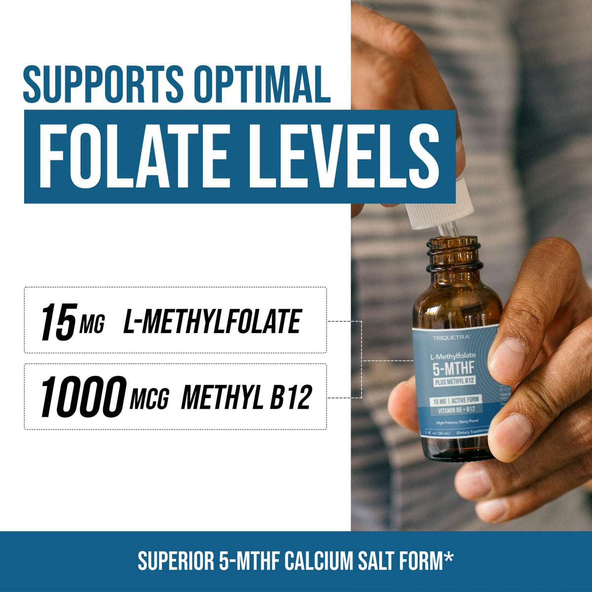 Détail de la pipette du L-Méthyl Folate 15mg Triquetra Health