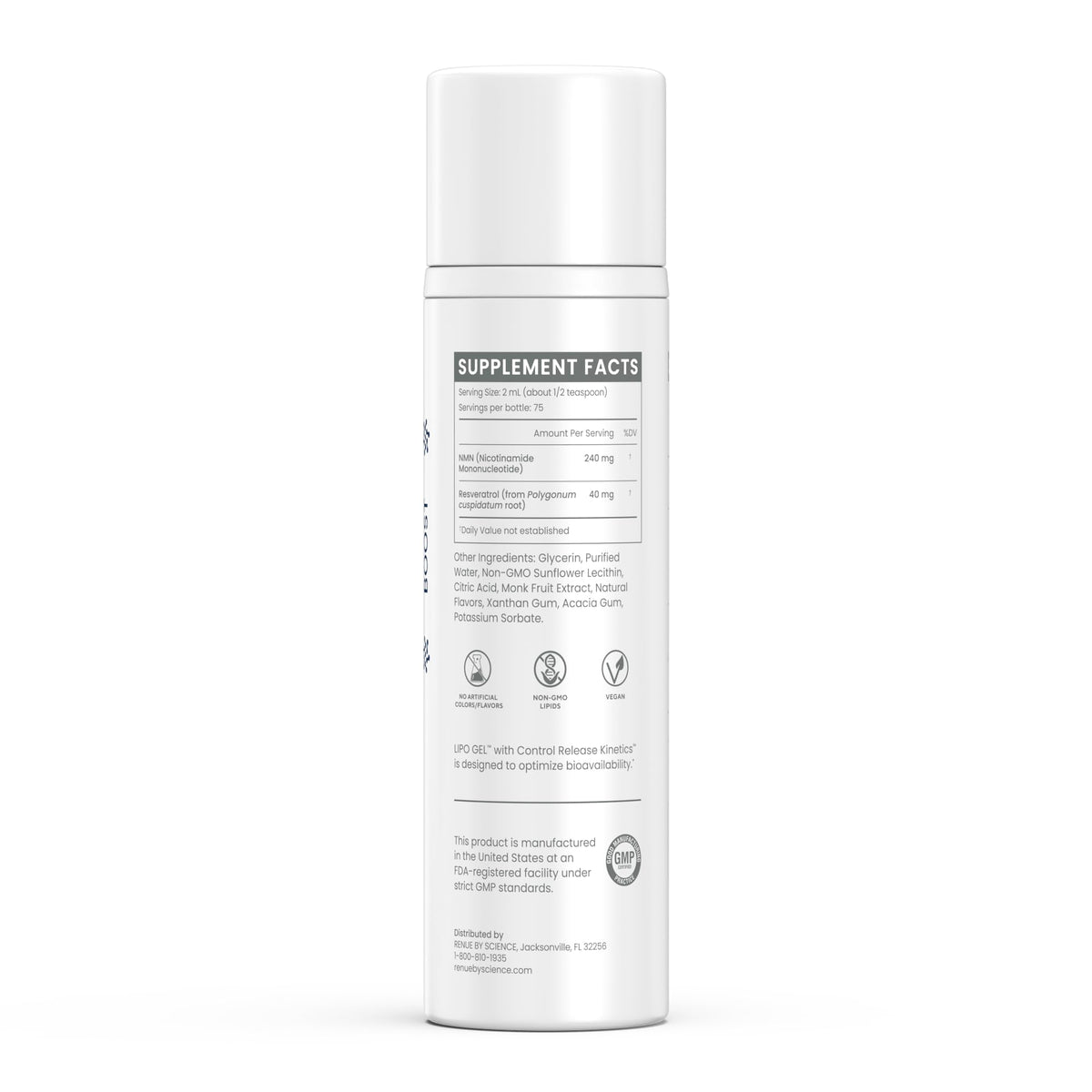 Détail de la pompe du Gel LIPO NMN Renue By Science